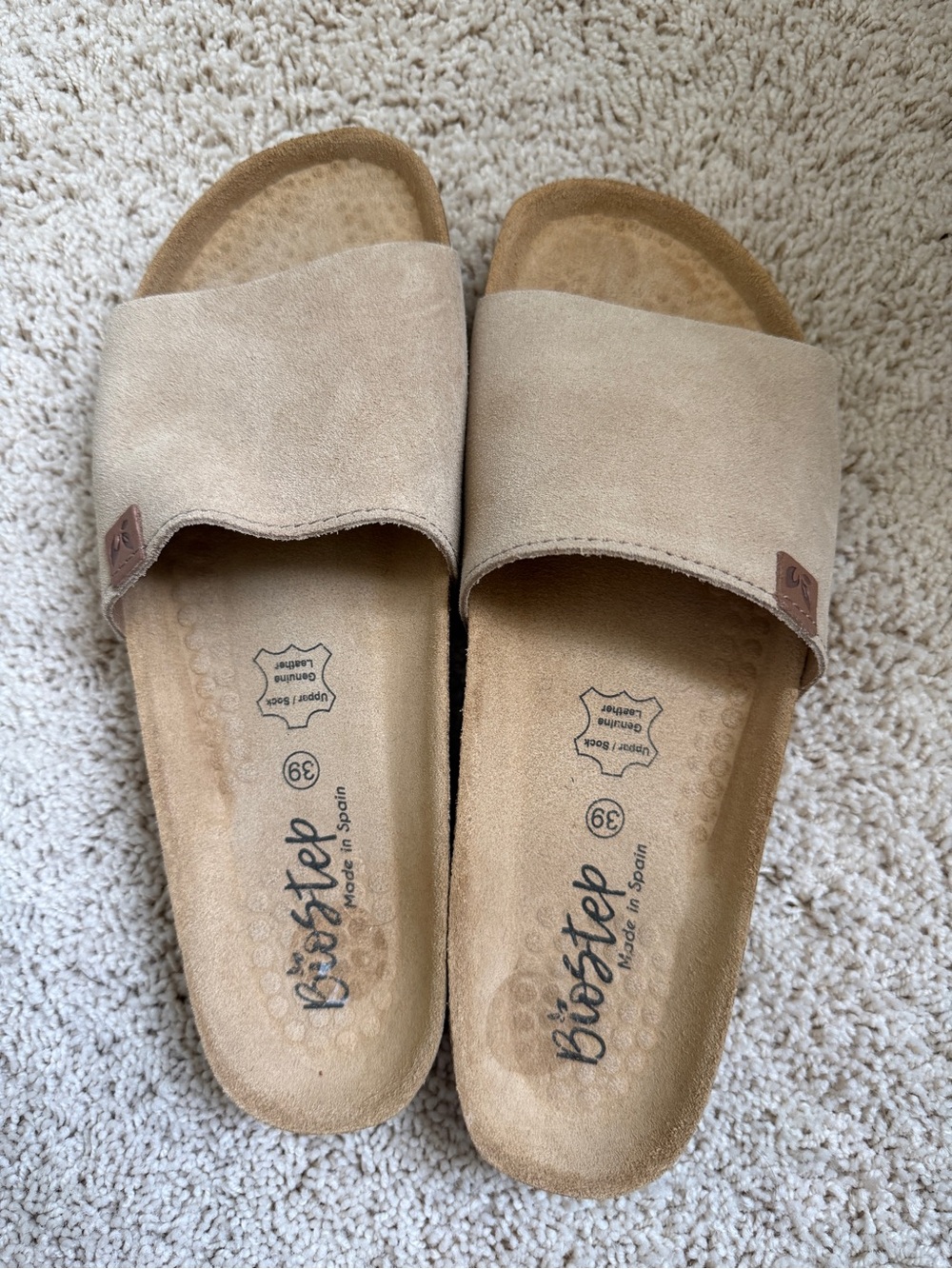 Biostep Women's Tan Suede Slide Sandals